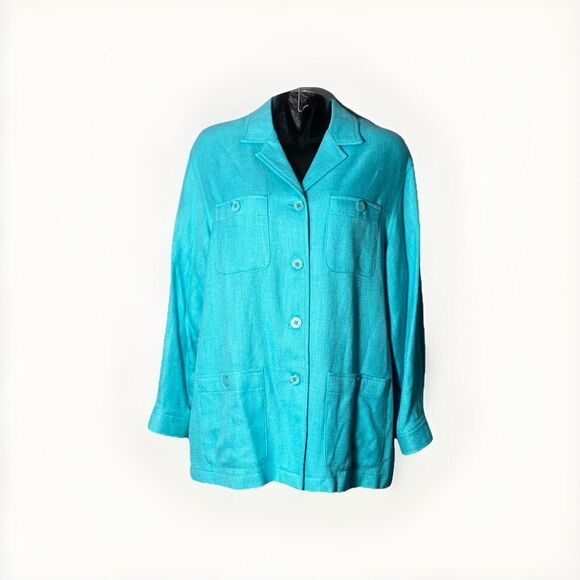 Vintage Essential Elements Women's Jacket‎ Aqua Blue Large - Picture 1 of 6